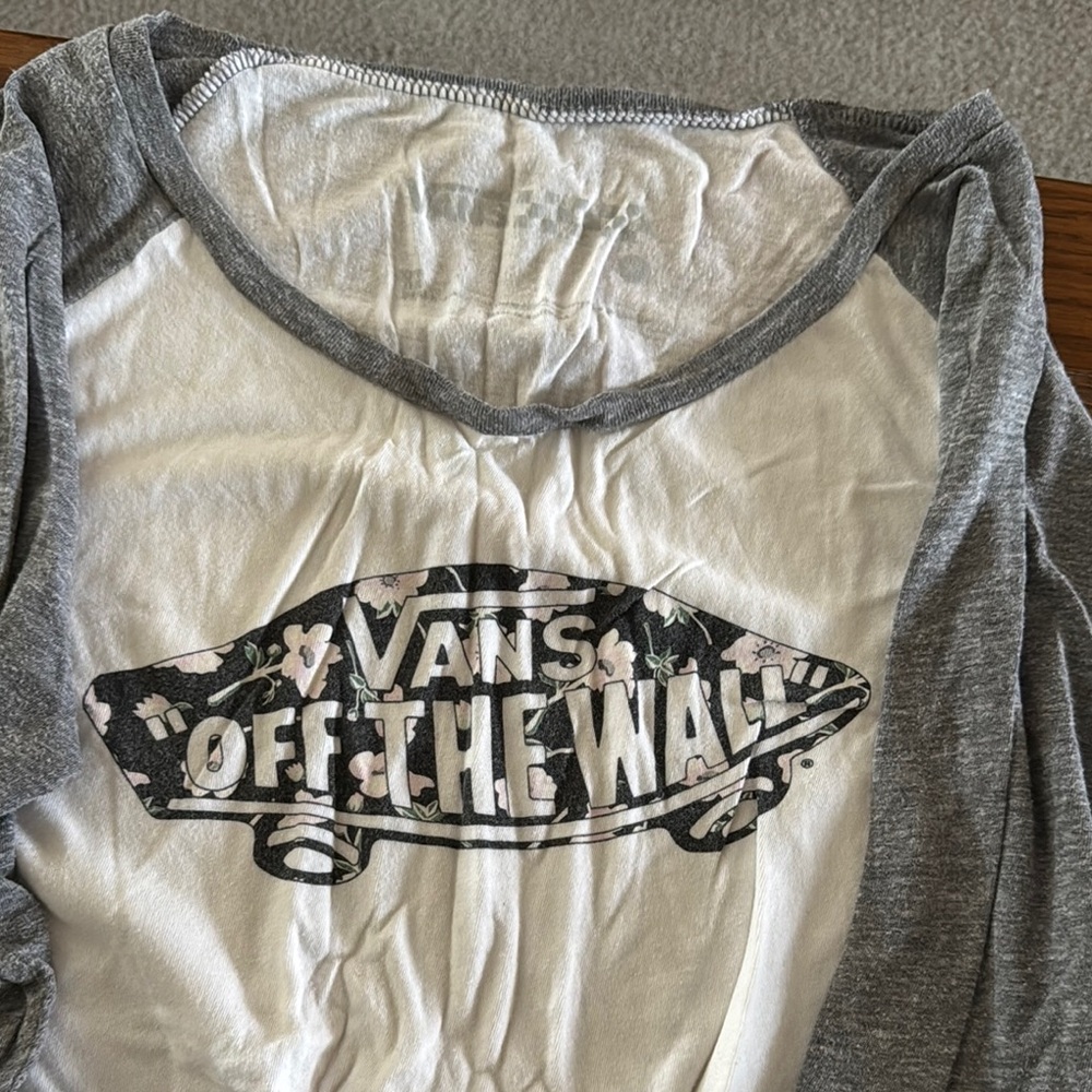 Vans Gray and White Long Sleeve Tee